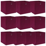 Caixas de arrumação 10 pcs 32x32x32 cm tecido vermelho escuro