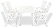 Conjunto de jantar de exterior 5 pcs plástico branco