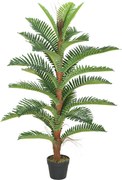 HOMCOM Palmeira Artificial 120 cm com 24 Folhas em PEVA Planta Decorativa com Vaso de Plástico Verde | Aosom Portugal