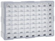 vidaXL Caixa organizadora com 64 gavetas 52x16x37,5 cm
