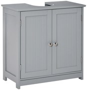 Kleankin Móvel de Banheiro Sob Pia Móvel Sob Pia Armário 2 Portas com Prateleira 60x30x60 cm em Madeira Cinza | Aosom Portugal