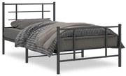 vidaXL Estrutura de cama com cabeceira e pés 100x190 cm metal preto