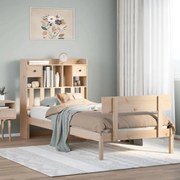 vidaXL Cama com estante sem colchão 90x200 cm pinho maciço
