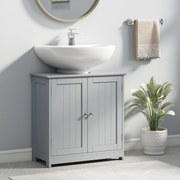 Móvel de casa de banho para lavatório (NÃO INCLUÍDO) armário de 2 portas com prateleira 60 L x 30 L x 60 A cm - em madeira cinzenta