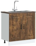 vidaXL Armário baixo lavatório Kalmar fumado carvalho 80x46x81,5 cm