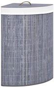 Cesto de canto para roupa suja 60 L bambu cinzento