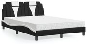 Cama com colchão 140x190 cm couro artificial preto