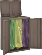vidaXL Caixote do lixo com 2 portas 65x45x88 cm PP castanho