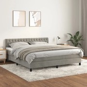 vidaXL Cama com molas/colchão 180x200 cm veludo cinzento-claro