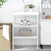 vidaXL Estrutura p/ lavatório casa de banho ferro 59x38x83 cm branco