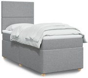 vidaXL Cama com molas/colchão 100x200 cm tecido cinzento-claro