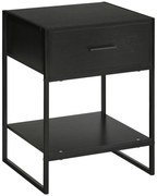 HOMCOM Mesa de Cabeceira Mesa Auxiliar com 1 Gaveta e Prateleira de Armazenamento Estilo Moderno para Quarto 45x40x60cm Preto | Aosom Portugal