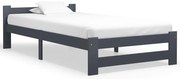 Estrutura de cama 90x200 cm madeira pinho maciço cinza-escuro