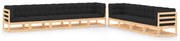 9 pcs conj. lounge jardim c/ almofadões antracite pinho maciço