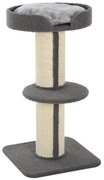 PawHut Arranhador para Gatos Altura 91 cm de 3 Níveis com Ninho Plataforma e Poste de Sisal 45x45x91 cm Cinza