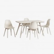Conjunto De Mesa Retangular 135x80 Cm E 4 Cadeiras De Jardim Em Polipropileno Scand Tapioca Bege - Sklum