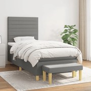 vidaXL Cama com molas/colchão 80x200 cm tecido cinzento-escuro