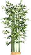 HOMCOM Planta Artificial em Vaso de Madeira de Pinho 180cm Bambu Artificial com 1640 Folhas Realistas 35x10x180 cm Verde | Aosom Portugal