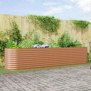 vidaXL Cama Elevada de Jardim Efeito Madeira Aço galvanizado