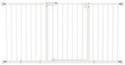 PawHut Barreira de Segurança Extensível para Portas e Escadas com Fechamento Automático e Sistema de Duplo Bloqueio 74-147,5x76,2 cm Branco