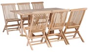 vidaXL 7 pcs conjunto jantar dobrável p/ exterior madeira teca maciça