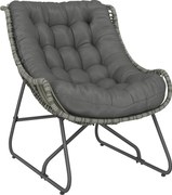 Outsunny Poltrona de rattan com almofada e tiras, poltrona exterior estofada em polyrattan, poltrona até 120 kg | Aosom Portugal