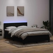 vidaXL Cama box spring c/ colchão e LED 160x210 cm veludo preto
