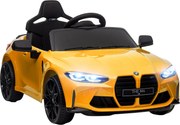 AIYAPLAY Carro elétrico infantil BMW M4, Som & Luz, 3-5 km/h, incl. controlo remoto, para 3-5 anos, Amarelo | Aosom Portugal