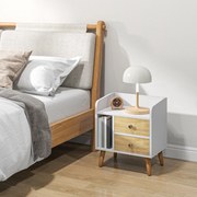 Mesa de cabeceira compacta Mesa multifuncional com 2 gavetas grandes e
