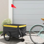 vidaXL Reboque para bicicleta 30 kg ferro preto e amarelo