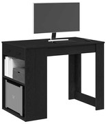 vidaXL Secretária c/ gaveta e prateleira derivados de madeira preto