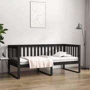 vidaXL Sofá-cama 90x190 cm madeira de pinho maciça preto