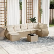 vidaXL 8 pcs conjunto de sofás p/ jardim com almofadões vime PE bege