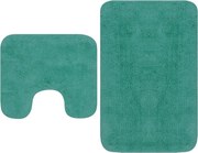 vidaXL Conjunto tapetes de casa de banho 2 pcs tecido turquesa