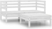 vidaXL 3 pcs conjunto lounge de jardim pinho maciço branco