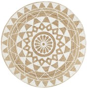 vidaXL Tapete artesanal em juta com impressão a branco 120 cm