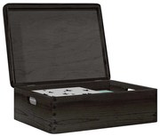 vidaXL Caixa madeira tampa pegas preta 40x30x13cm pinho madeira maciça