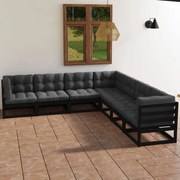 vidaXL 7 pcs conjunto lounge de jardim c/ almofadões pinho maciço