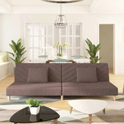 vidaXL Sofá-cama 2 lugares c/ duas almofadas tecido cinza-acastanhado