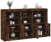 vidaXL Aparador com luzes LED 162x37x100 cm carvalho fumado