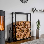 Suporte para lenha Keri V2 80 x 150 x 25 cm Preto
