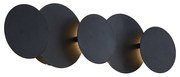 Candeeiro de Parede Moderno Preto com LED Regulável em 3 Níveis e 5 Luzes - Sunrise