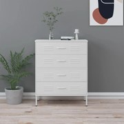 vidaXL Cómoda/aparador com gavetas aço 80x35x101,5 cm branco