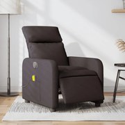 vidaXL Poltrona reclinável massagens elétrica tecido castanho-escuro