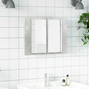 vidaXL Armário espelhado casa de banho LED acrílico cinza cimento