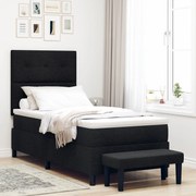 Cama Box Spring com Colchão e Banco Preto 90x190 cm Tecido