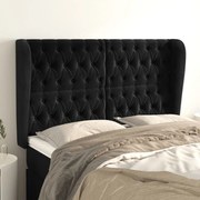 vidaXL Cabeceira de cama c/ abas veludo 163x23x118/128 cm preto