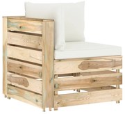 vidaXL Sofá de canto seccional c/ almofadões madeira impregnada verde