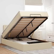vidaXL Estrutura de cama otomana com colchão 120x190 cm tecido creme