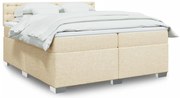 vidaXL Cama com molas/colchão 200x200 cm tecido cor creme